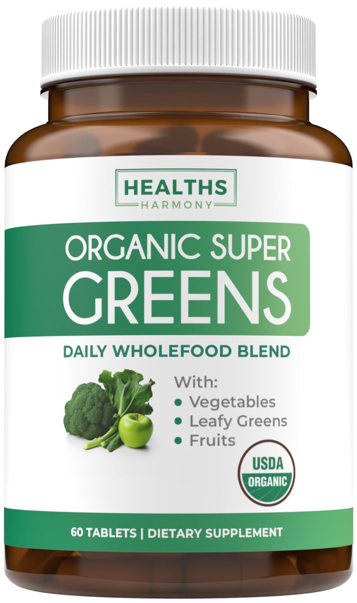 Bio Super Greens Pulver – Organische Früchte & Gemüse für Erwachsene mit 28 Superfoods, vegan & non-GMO (1-Monatsvorrat)