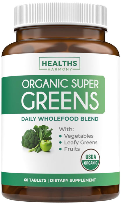 Bio Super Greens Pulver – Organische Früchte & Gemüse für Erwachsene mit 28 Superfoods, vegan & non-GMO (1-Monatsvorrat)