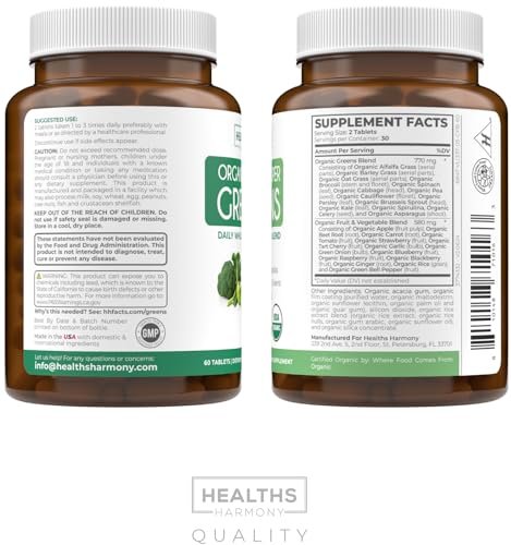 Bio Super Greens Pulver – Organische Früchte & Gemüse für Erwachsene mit 28 Superfoods, vegan & non-GMO (1-Monatsvorrat)