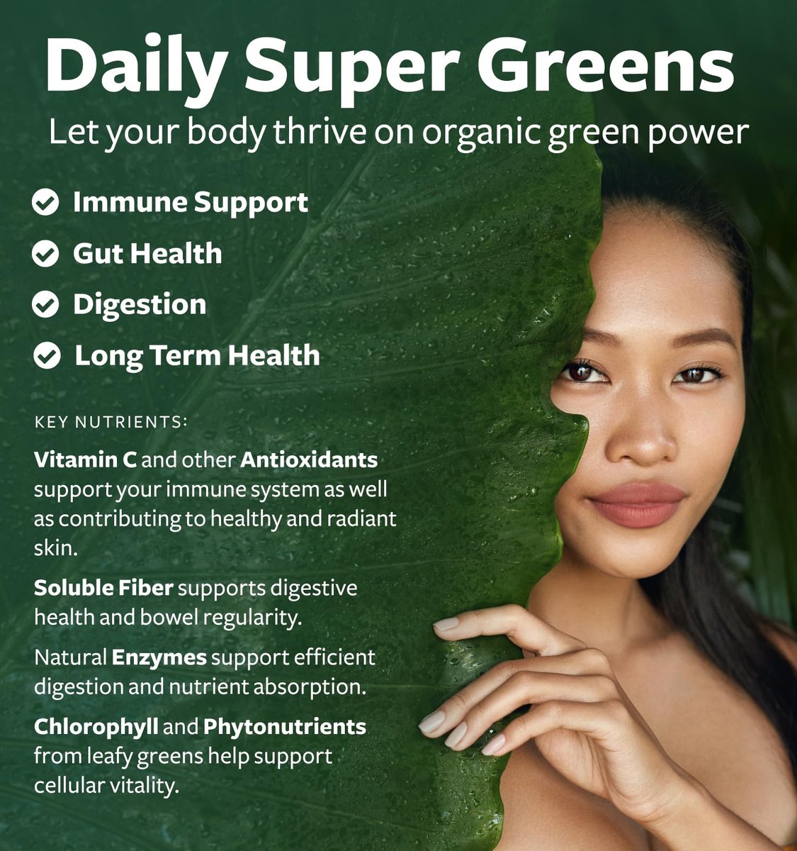 Bio Super Greens Pulver – Organische Früchte & Gemüse für Erwachsene mit 28 Superfoods, vegan & non-GMO (1-Monatsvorrat)