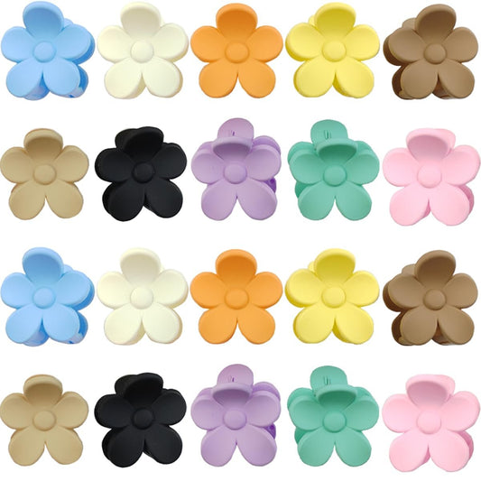 ROYHOO 20 Stück 4cm Blumige Claw Clips - Kleine Haarspangen für Frauen & Mädchen, Dünnes/Mitteldickes/Dickes Haar, 10 Farben, Starker Halt, Antirutsch, Haarklammern-Set