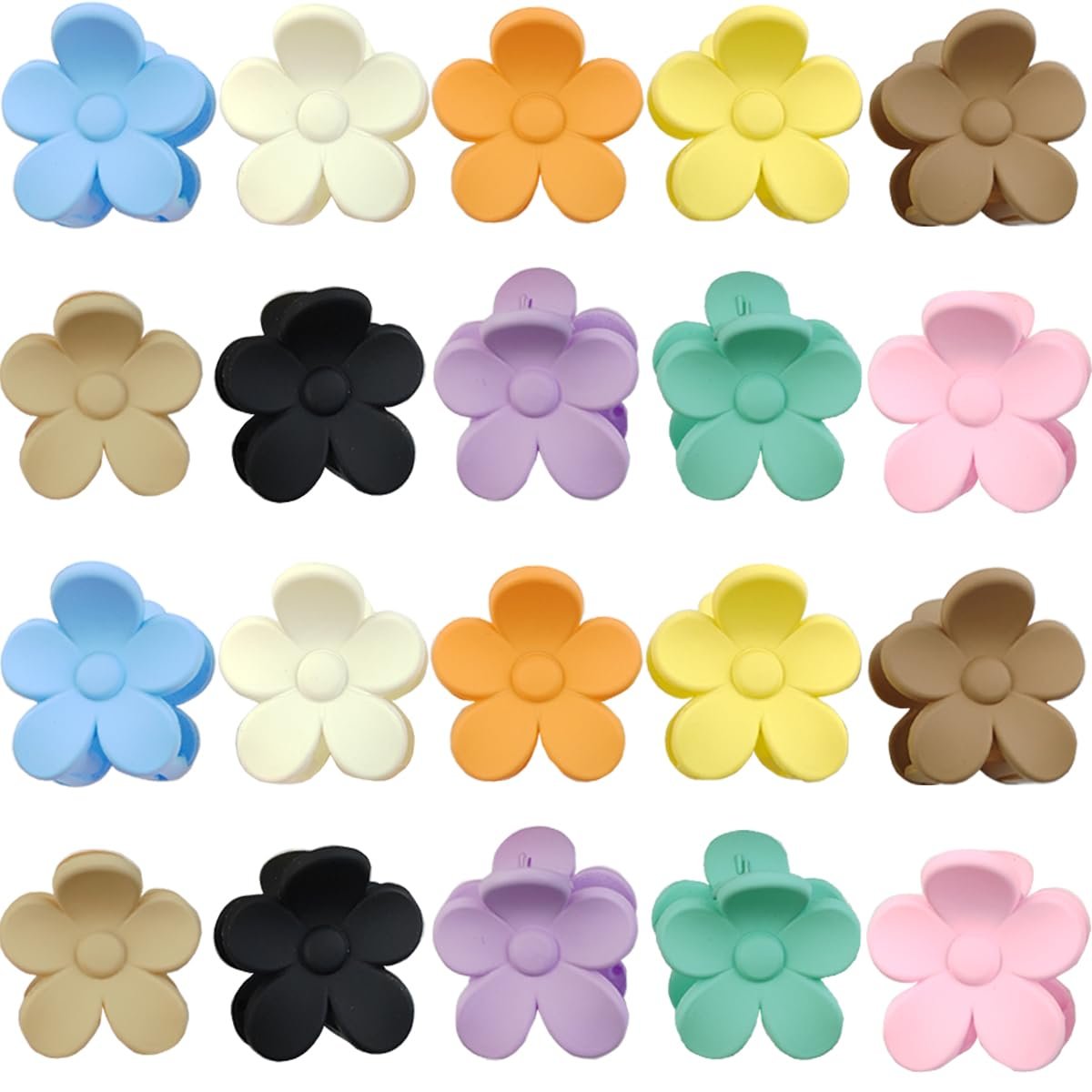 ROYHOO 20 Stück 4cm Blumige Claw Clips - Kleine Haarspangen für Frauen & Mädchen, Dünnes/Mitteldickes/Dickes Haar, 10 Farben, Starker Halt, Antirutsch, Haarklammern-Set