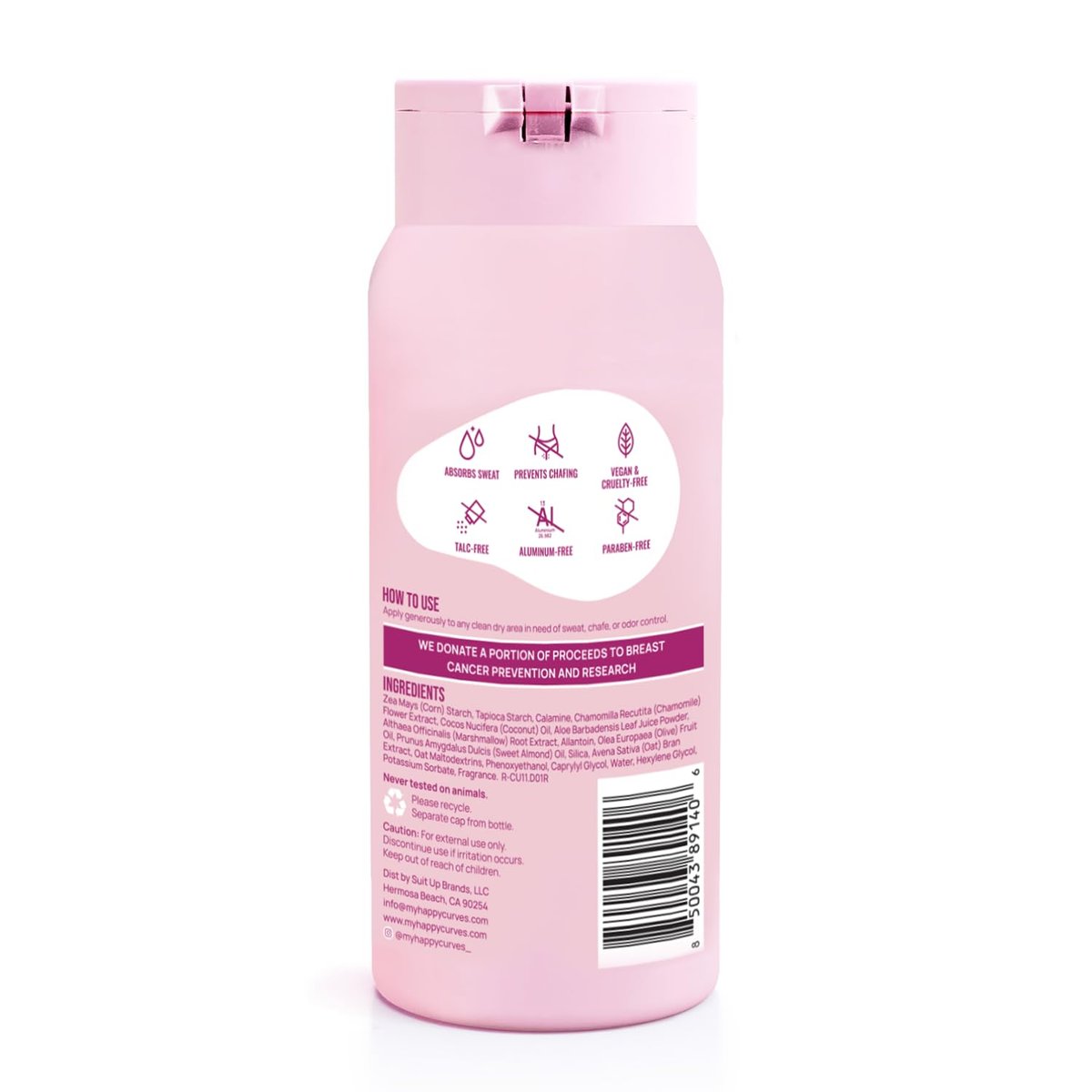 HAPPY CURVES Comfort Powder – Talkfreies Anti-Chafe Körper- & Fußpuder, Deodorant für innere Oberschenkel, Intimbereich & Ganzkörper, 113 g (1er-Pack), Duftfrei