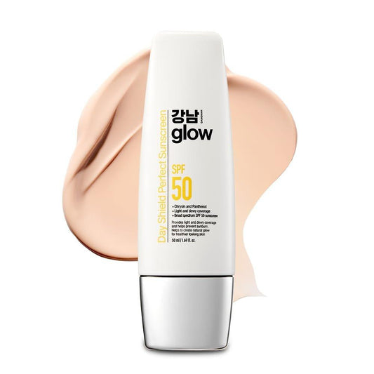 GANGNAM GLOW Day Shield Perfect Sunscreen SPF 50 – Tönungssonnencreme mit Zinkoxid, leichte Feuchtigkeitspflege für das Gesicht, schnelle Absorption, Breitbandschutz, alle Hauttypen, Koreanische Hautpflege, 1,69 fl.oz.
