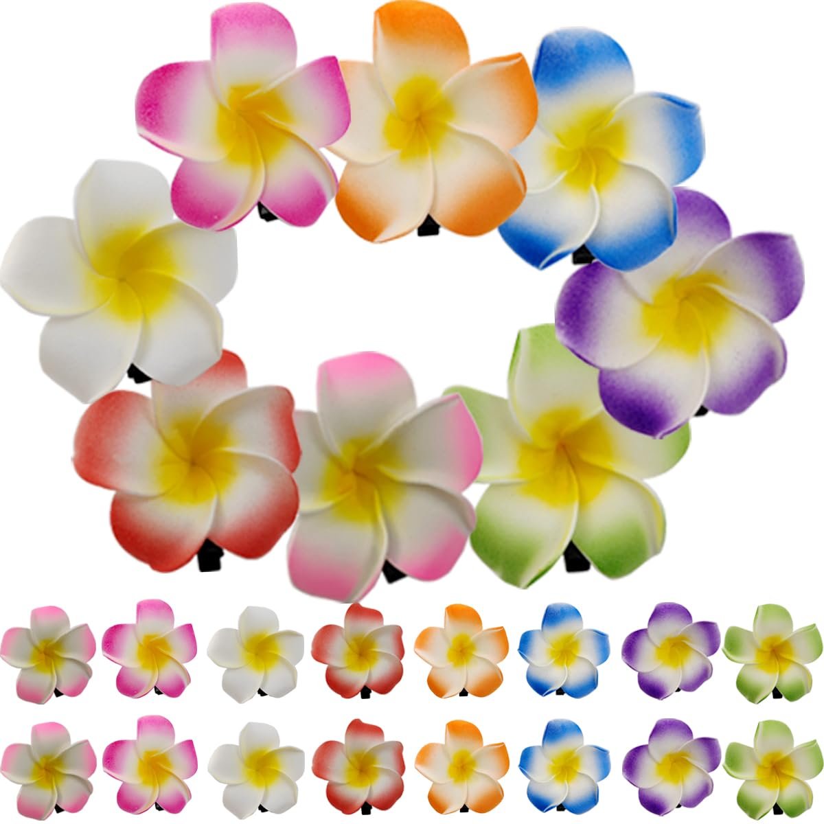 ROYHOO 40 Stück Frangipani Künstliche Schaumstoff Haarklammern für Braut, Hochzeit, Luau, Strand, Tropische Partydekorationen