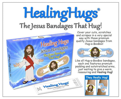 Healing Hugs Jesus Bandagen - Premium Klebeverbände mit umarmendem Jesus von Hug-a-BooBoo, Die Jesus-Bandagen die umarmen! 24er Box