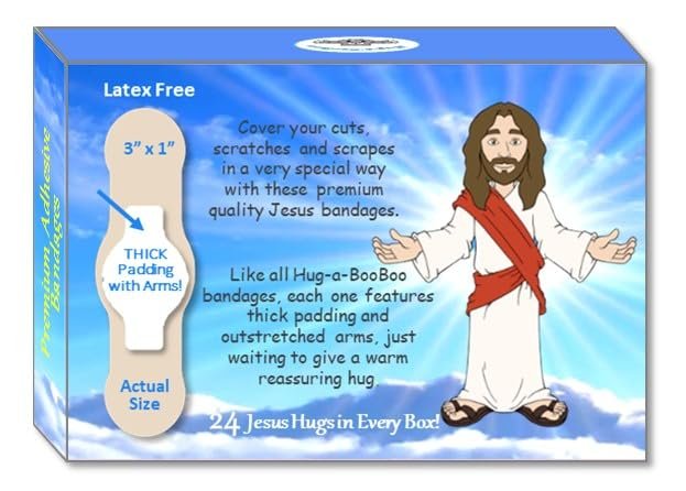 Healing Hugs Jesus Bandagen - Premium Klebeverbände mit umarmendem Jesus von Hug-a-BooBoo, Die Jesus-Bandagen die umarmen! 24er Box