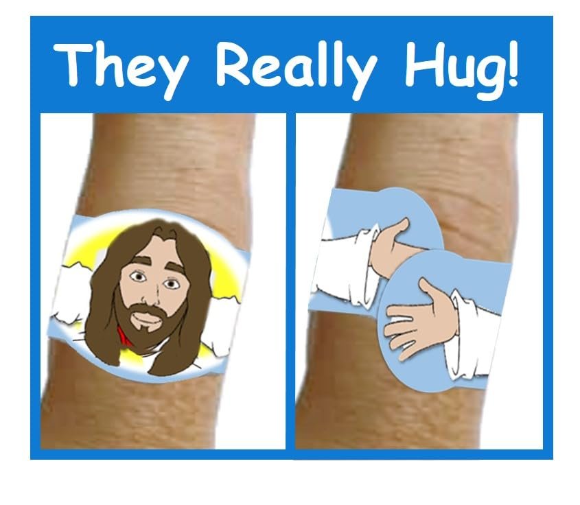 Healing Hugs Jesus Bandagen - Premium Klebeverbände mit umarmendem Jesus von Hug-a-BooBoo, Die Jesus-Bandagen die umarmen! 24er Box