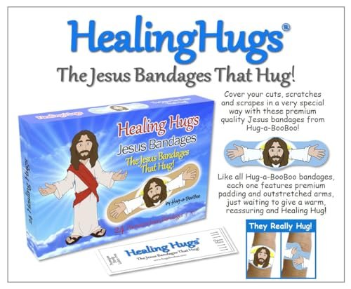 Healing Hugs Jesus Bandagen - Premium Klebeverbände mit umarmendem Jesus von Hug-a-BooBoo, Die Jesus-Bandagen die umarmen! 24er Box