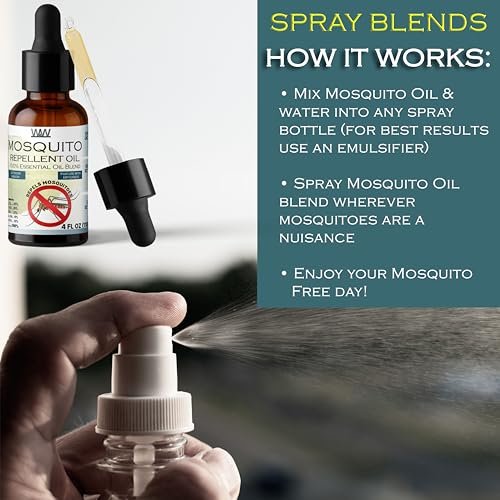 W4W Mückenöl – 100% reines ätherisches Öl Blend – 118 ml – Gegen Mücken, Gnats & andere Fluginsekten – Für Diffusoren, Sprays, Lotionen & Seifen – Tropfflasche