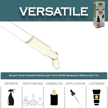 W4W Mückenöl – 100% reines ätherisches Öl Blend – 118 ml – Gegen Mücken, Gnats & andere Fluginsekten – Für Diffusoren, Sprays, Lotionen & Seifen – Tropfflasche