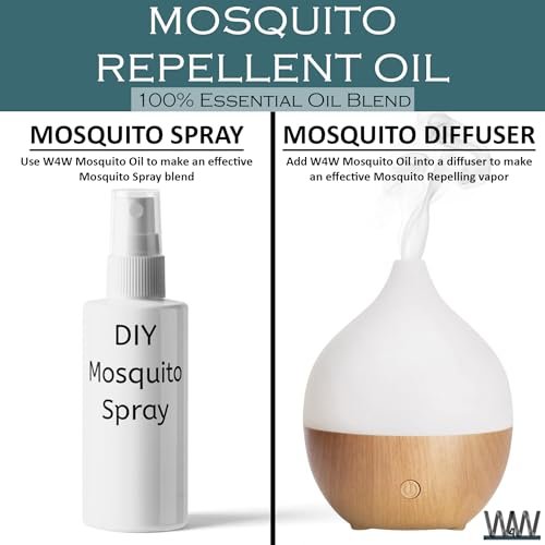 W4W Mückenöl – 100% reines ätherisches Öl Blend – 118 ml – Gegen Mücken, Gnats & andere Fluginsekten – Für Diffusoren, Sprays, Lotionen & Seifen – Tropfflasche