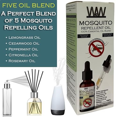 W4W Mückenöl – 100% reines ätherisches Öl Blend – 118 ml – Gegen Mücken, Gnats & andere Fluginsekten – Für Diffusoren, Sprays, Lotionen & Seifen – Tropfflasche