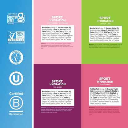Nuun Sport Elektrolyt-Tabletten mit Magnesium, Calcium, Kalium, Chlorid & Natrium – Glutenfrei & Vegan, gemischter Geschmack, 4er-Pack (40 Portionen insgesamt)