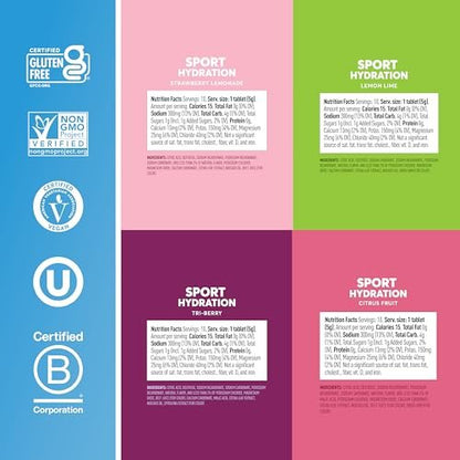 Nuun Sport Elektrolyt-Tabletten mit Magnesium, Calcium, Kalium, Chlorid & Natrium – Glutenfrei & Vegan, gemischter Geschmack, 4er-Pack (40 Portionen insgesamt)