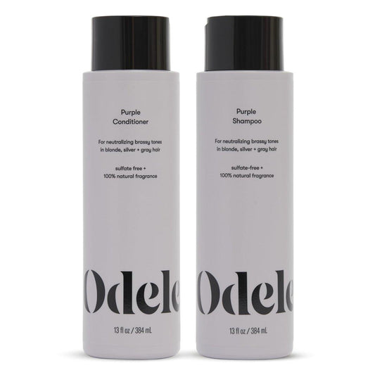 Odele Sulfatfreies Lila Shampoo & Conditioner Set – Neutralisiert Gelbstich bei blondem, silbernem und grauem Haar, 2 x 355 ml