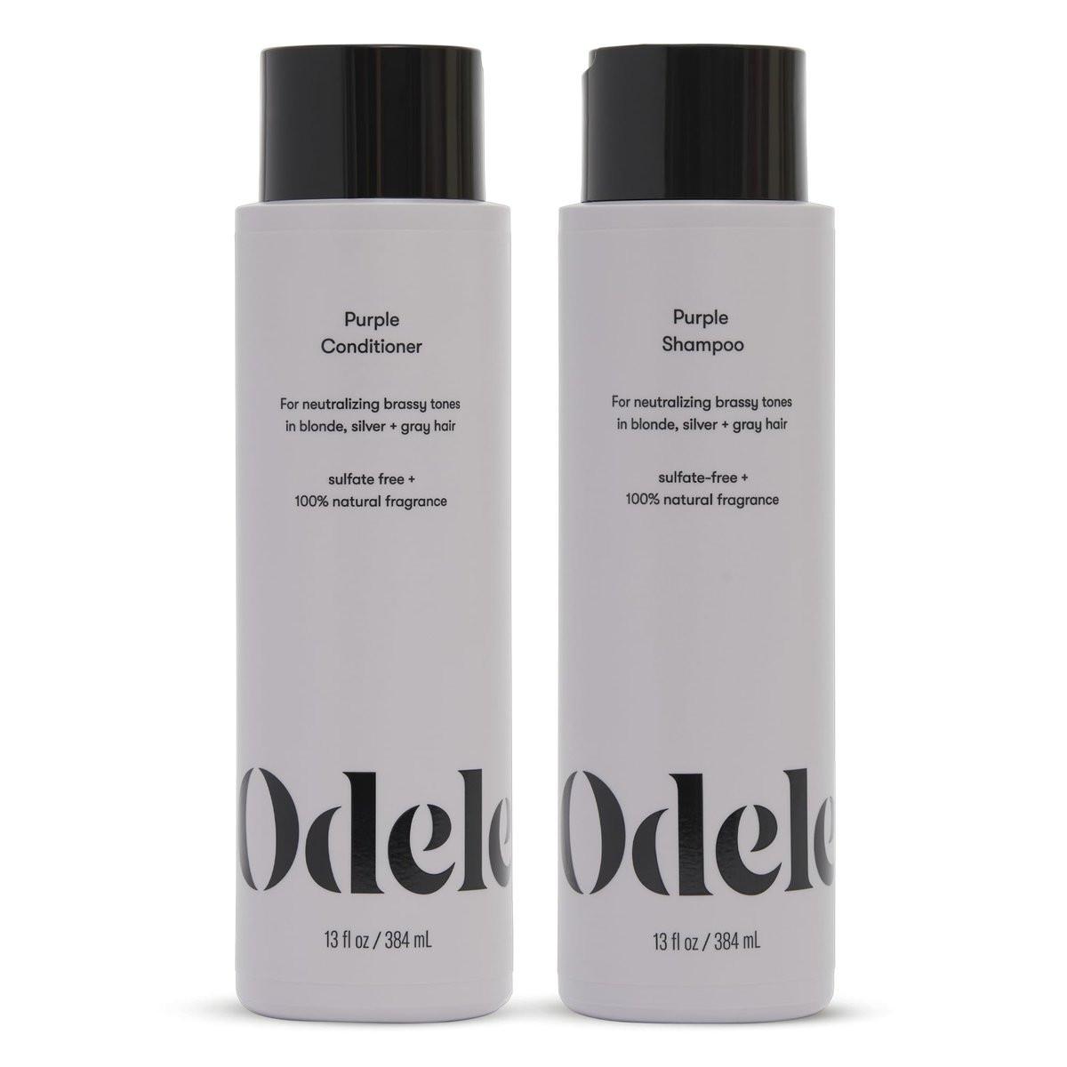 Odele Sulfatfreies Lila Shampoo & Conditioner Set – Neutralisiert Gelbstich bei blondem, silbernem und grauem Haar, 2 x 355 ml