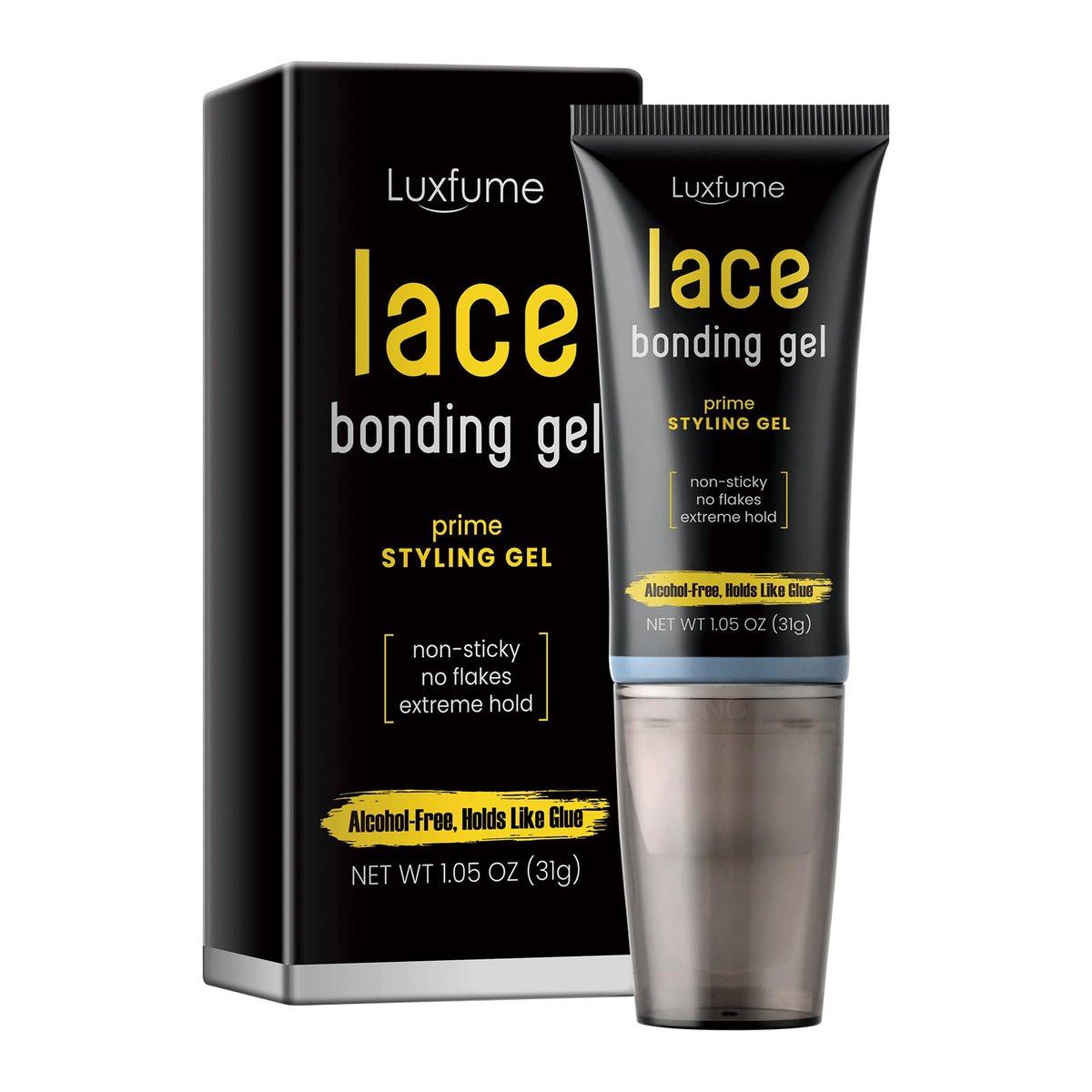 Lace Bonding Gel – Unsichtbarer & hautfreundlicher Wig Glue mit neuem Pinselkopf-Design für temporären Halt von Spitzenfront-Perücken und Haarteilen für Damen & Herren