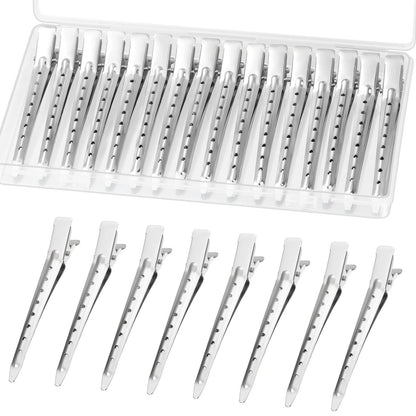 Gingbiss 24 Stück Entenschnabel-Haarklammern für Styling und Abteilen, 8,9 cm Metall-Alligator-Haarklammern für Frauen, Lockenwickler, Salon, DIY-Bögen, Silber