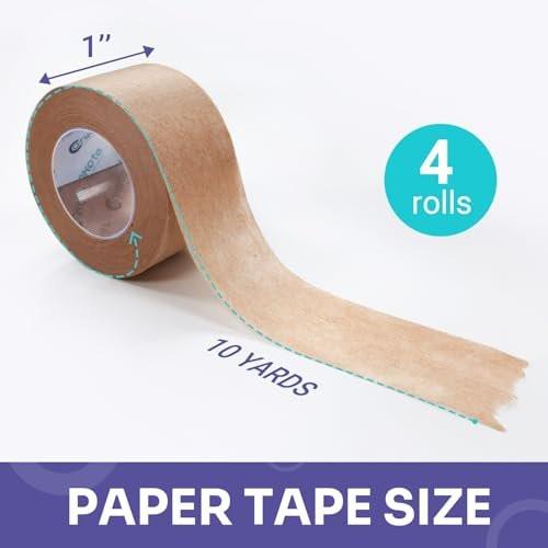 Conkote Tan Papier-Chirurgieband 1" x 10 Yards, Hypoallergenes medizinisches Klebeband, 4 Rollen