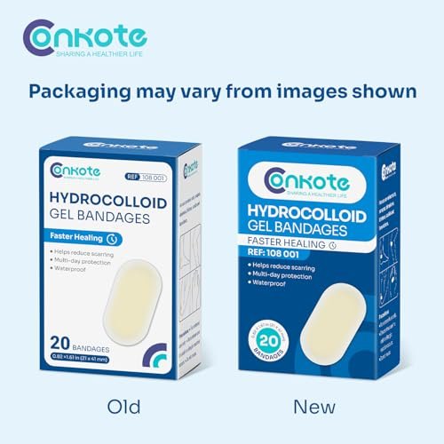Conkote Hydrokolloid-Gel-Bandagen 20 Stück, wasserdicht, 0,82 x 1,61 Zoll, kleine Hydrokolloid-Wundauflagen für Finger, Zehen und Ferse
