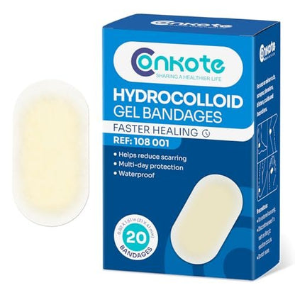 Conkote Hydrokolloid-Gel-Bandagen 20 Stück, wasserdicht, 0,82 x 1,61 Zoll, kleine Hydrokolloid-Wundauflagen für Finger, Zehen und Ferse