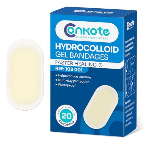 Conkote Hydrokolloid-Gel-Bandagen 20 Stück, wasserdicht, 0,82 x 1,61 Zoll, kleine Hydrokolloid-Wundauflagen für Finger, Zehen und Ferse