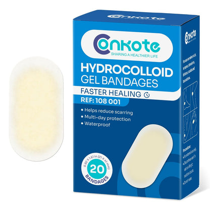 Conkote Hydrokolloid-Gel-Bandagen 20 Stück, wasserdicht, 0,82 x 1,61 Zoll, kleine Hydrokolloid-Wundauflagen für Finger, Zehen und Ferse