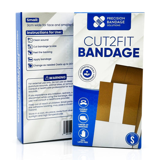 Cut2Fit Klebebandagen – Flexible Stoffbandage für Wundversorgung & Erste Hilfe, Lang haftend & Atmungsaktiv – Individuelle Größe für kleine Schnitte & Schrammen, 1 Meter Länge (Klein)