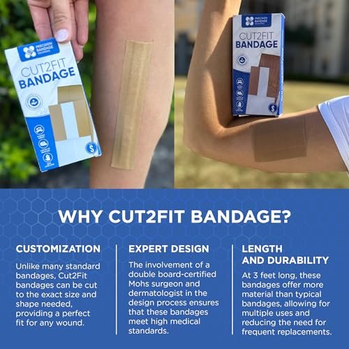 Cut2Fit Klebebandagen – Flexible Stoffbandage für Wundversorgung & Erste Hilfe, Lang haftend & Atmungsaktiv – Individuelle Größe für kleine Schnitte & Schrammen, 1 Meter Länge (Klein)