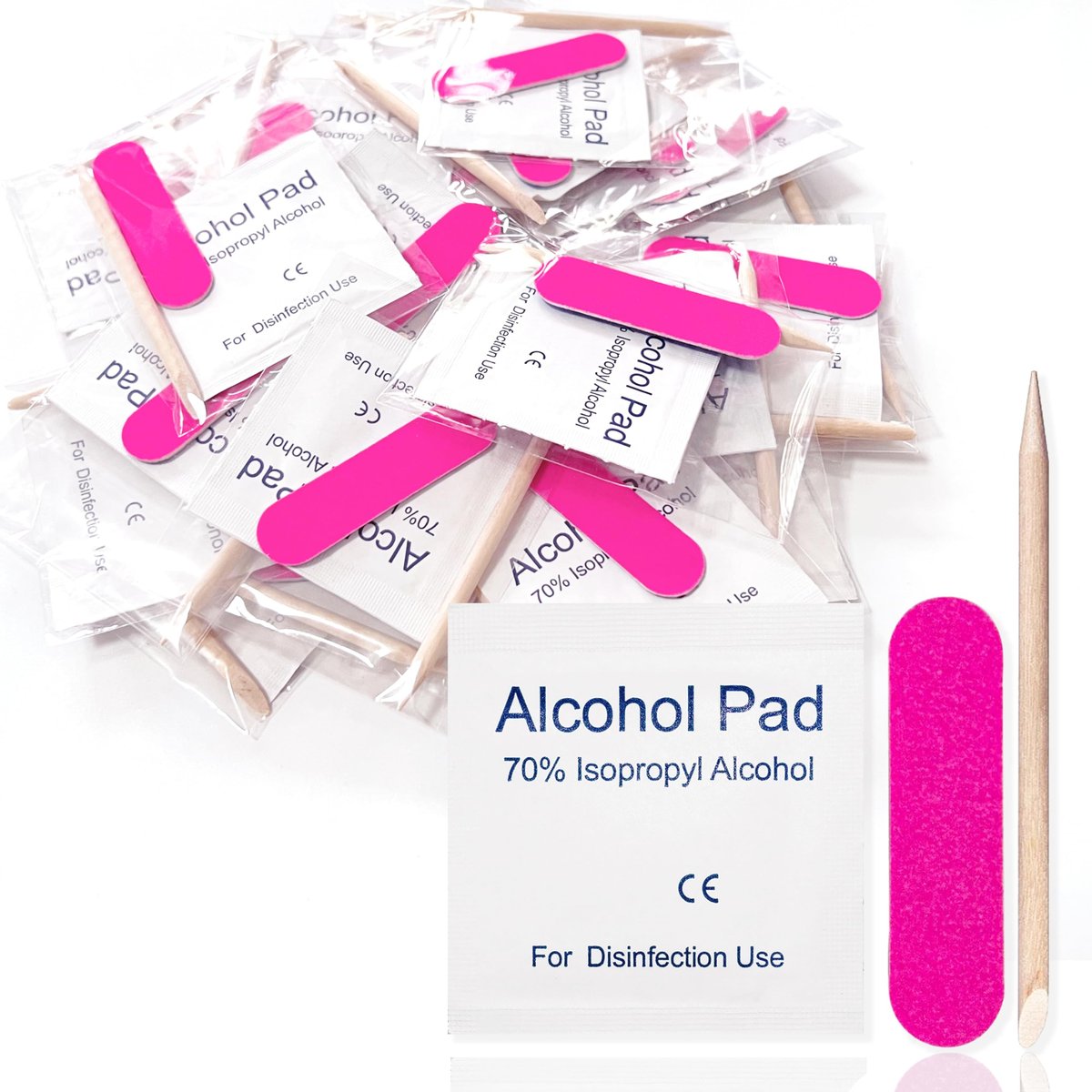 Qsnidy 30-teiliges Einweg-Maniküre-Set, einzeln verpackt, 3-teiliges Mini-Nagelvorbereitungs-Set mit Mini-Nagelfeile, Nagelhautstäbchen, Vorbereitungspad, 30 Sets für Salon, Geschäft, Zuhause und Reisen