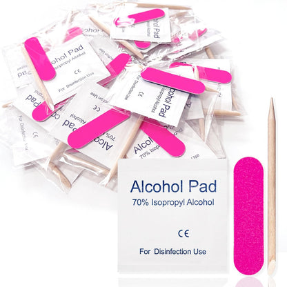 Qsnidy 30-teiliges Einweg-Maniküre-Set, einzeln verpackt, 3-teiliges Mini-Nagelvorbereitungs-Set mit Mini-Nagelfeile, Nagelhautstäbchen, Vorbereitungspad, 30 Sets für Salon, Geschäft, Zuhause und Reisen