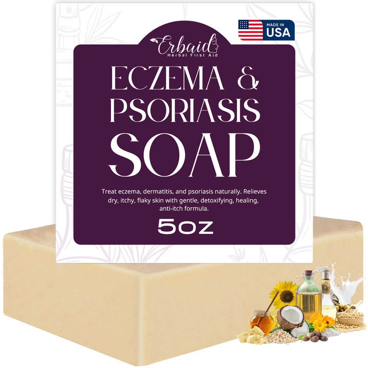 Ekzem Seife Bar für Gesicht und Körper – Allergische Dermatitis, Psoriasis Behandlung für trockene, juckende, empfindliche Haut – Sanfte Entgiftung, Heilung, Anti-Juckreiz, Haferflocken-Ziegenmilch-Waschung für Kinder und Erwachsene