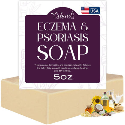 Ekzem Seife Bar für Gesicht und Körper – Allergische Dermatitis, Psoriasis Behandlung für trockene, juckende, empfindliche Haut – Sanfte Entgiftung, Heilung, Anti-Juckreiz, Haferflocken-Ziegenmilch-Waschung für Kinder und Erwachsene