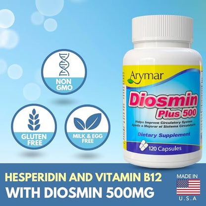 Arymar Diosmin Plus 500 – Kreislauf-Unterstützung, 500 mg, 120 Kapseln