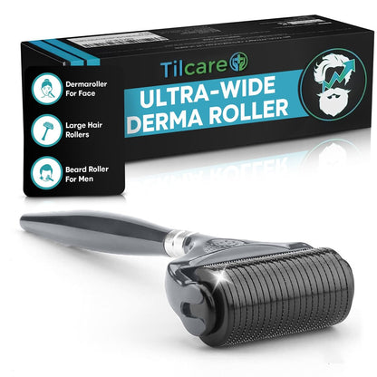 Tilcare Ultra-Wide Derma Roller für Bart und Haar (1er-Pack) – Sterile 1200 A-Titan-Mikronadeln, Titan-Derma-Roller 0,25 mm