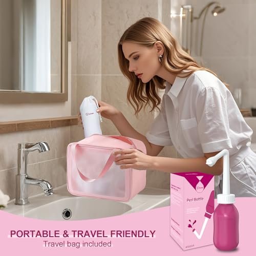 Peri Flasche für die Wochenbettpflege, Dammflasche für frischgebackene Mütter, 10 Unzen umgedrehte Peri-Flasche für die Erholung nach der Geburt, tragbares Bidet für Frauen