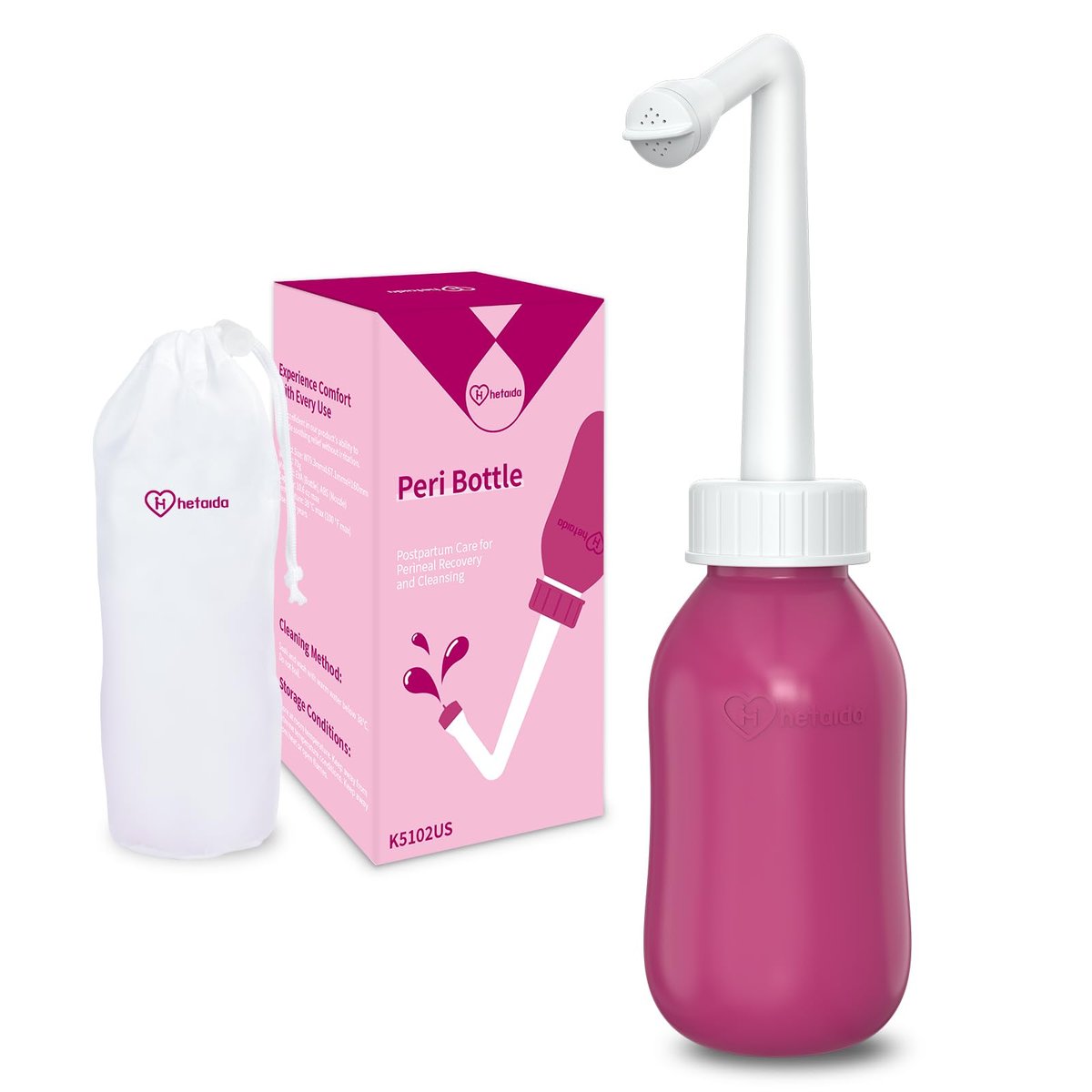 Peri Flasche für die Wochenbettpflege, Dammflasche für frischgebackene Mütter, 10 Unzen umgedrehte Peri-Flasche für die Erholung nach der Geburt, tragbares Bidet für Frauen