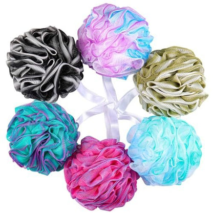 BTYMS 75g/Pc Große Loofahs Duschschwämme, Peeling Körperbürste Duschschrubber Mesh Pouf Badeschwämme - 6er Pack