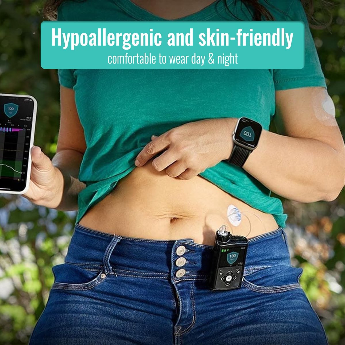 GTAGKOMMEN Universelle Klebepflaster für CGM und Insulinpumpen, 0,8-Zoll-Loch, 20 Stück, wasserdicht, 10-14 Tage haltbar, atmungsaktiv, durchsichtige Pflaster, vorgeschnittenes Klebeband, CGM-Schutz, hautfreundlich