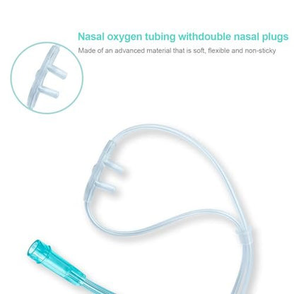 Luisddi 10er-Pack High-Flow Nasen-Oxygen-Kanüle, weiches Silikon, Standardanschluss 2,1 m, grüner Schlauch, einzeln verpackt