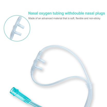 Luisddi 10er-Pack High-Flow Nasen-Oxygen-Kanüle, weiches Silikon, Standardanschluss 2,1 m, grüner Schlauch, einzeln verpackt