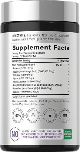 Horbäach Essentielle Verdauungsenzyme | 250 Kapseln | Leistungsstarke Enzymmischung für Männer & Frauen | Non-GMO & Glutenfrei