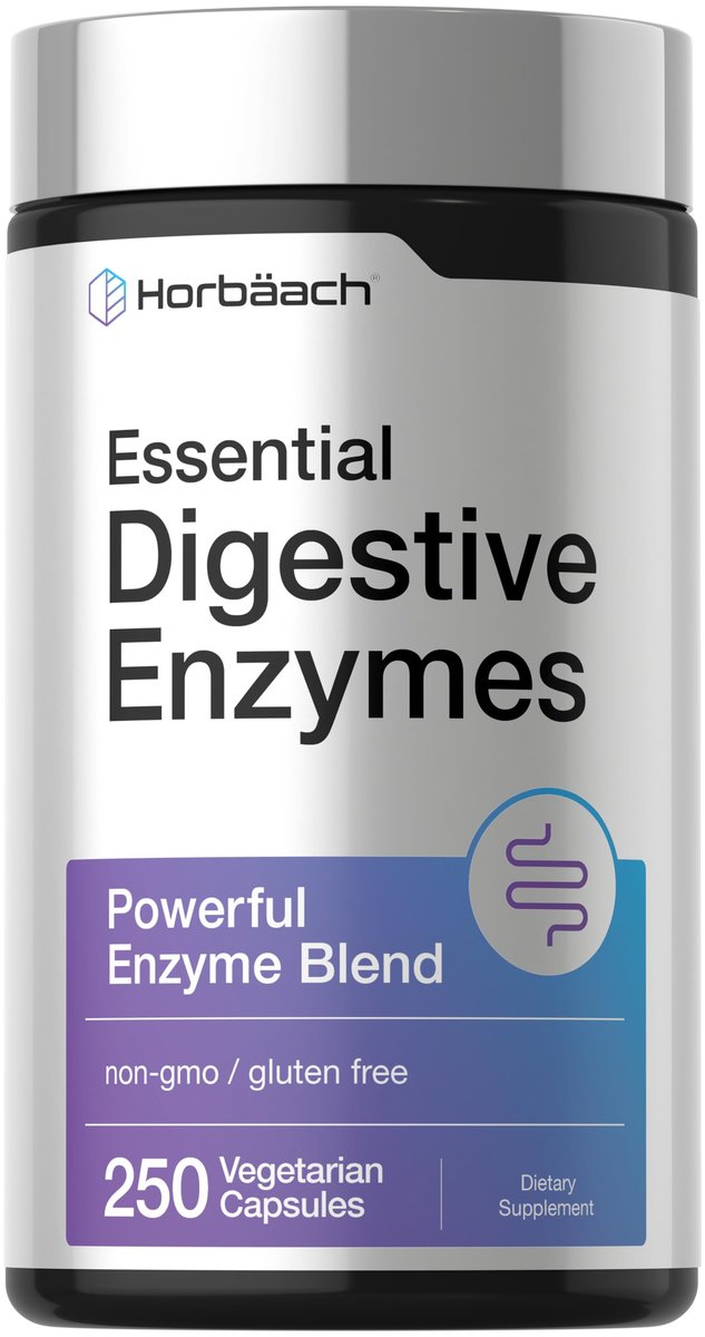 Horbäach Essentielle Verdauungsenzyme | 250 Kapseln | Leistungsstarke Enzymmischung für Männer & Frauen | Non-GMO & Glutenfrei