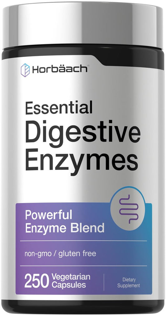 Horbäach Essentielle Verdauungsenzyme | 250 Kapseln | Leistungsstarke Enzymmischung für Männer & Frauen | Non-GMO & Glutenfrei