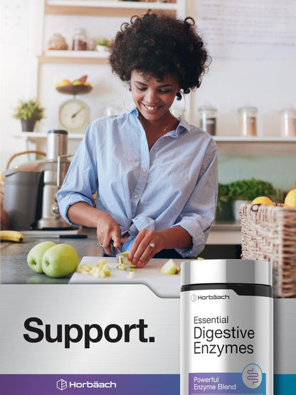 Horbäach Essentielle Verdauungsenzyme | 250 Kapseln | Leistungsstarke Enzymmischung für Männer & Frauen | Non-GMO & Glutenfrei