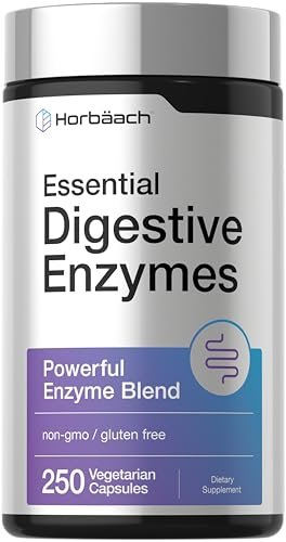Horbäach Essentielle Verdauungsenzyme | 250 Kapseln | Leistungsstarke Enzymmischung für Männer & Frauen | Non-GMO & Glutenfrei