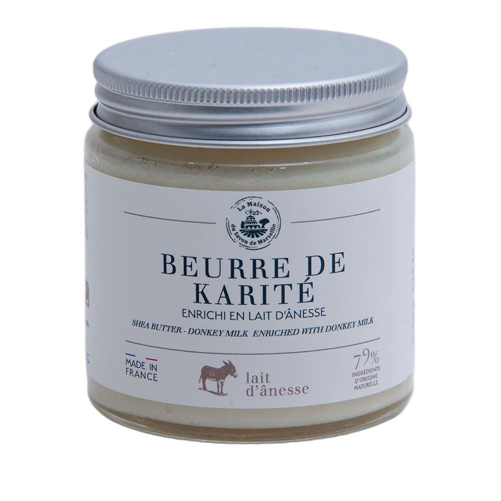 Maison du Savon de Marseille - Sheabutter angereichert mit Eselsmilch - Rein und natürlich - Geeignet für alle Haut-, Gesichts- und Haartypen - Spendet Feuchtigkeit, nährt und schützt - 120 ml