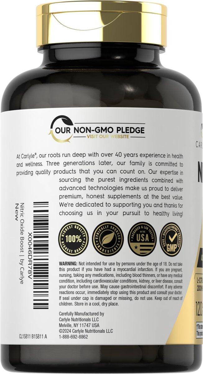 Carlyle Stickstoffmonoxid Nahrungsergänzung 3000mg | 120 Kapseln | mit L-Arginin & L-Citrullin | für Männer & Frauen | Pre & Post Workout | Non-GMO, Glutenfrei