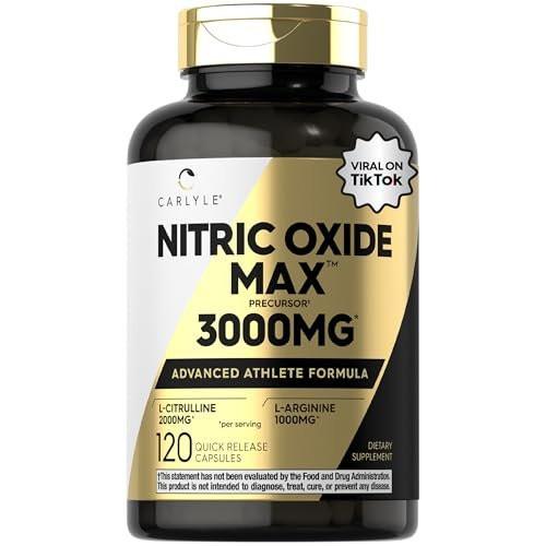 Carlyle Stickstoffmonoxid Nahrungsergänzung 3000mg | 120 Kapseln | mit L-Arginin & L-Citrullin | für Männer & Frauen | Pre & Post Workout | Non-GMO, Glutenfrei